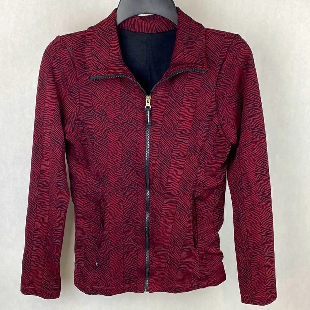 BrasilSul Athletic Jacket Sz Small Dark Red Black Zip Front